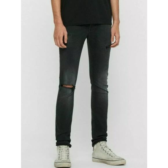 ALLSAINTS CIGARETTE SKINNY JEANS, WASHED BLACK cropped ankle size 28 - Picture 3 of 9